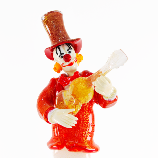 CLOWN PLAYING GUITAR IN RED SUITE