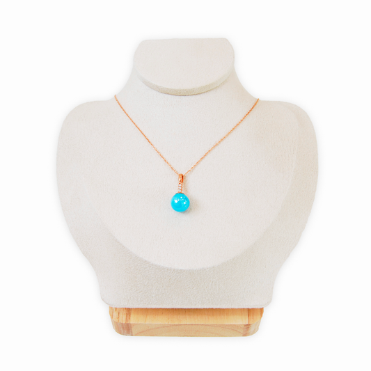 MURANO GLASS PEARL NECKLACE WITH ROSE SILVER FINISH