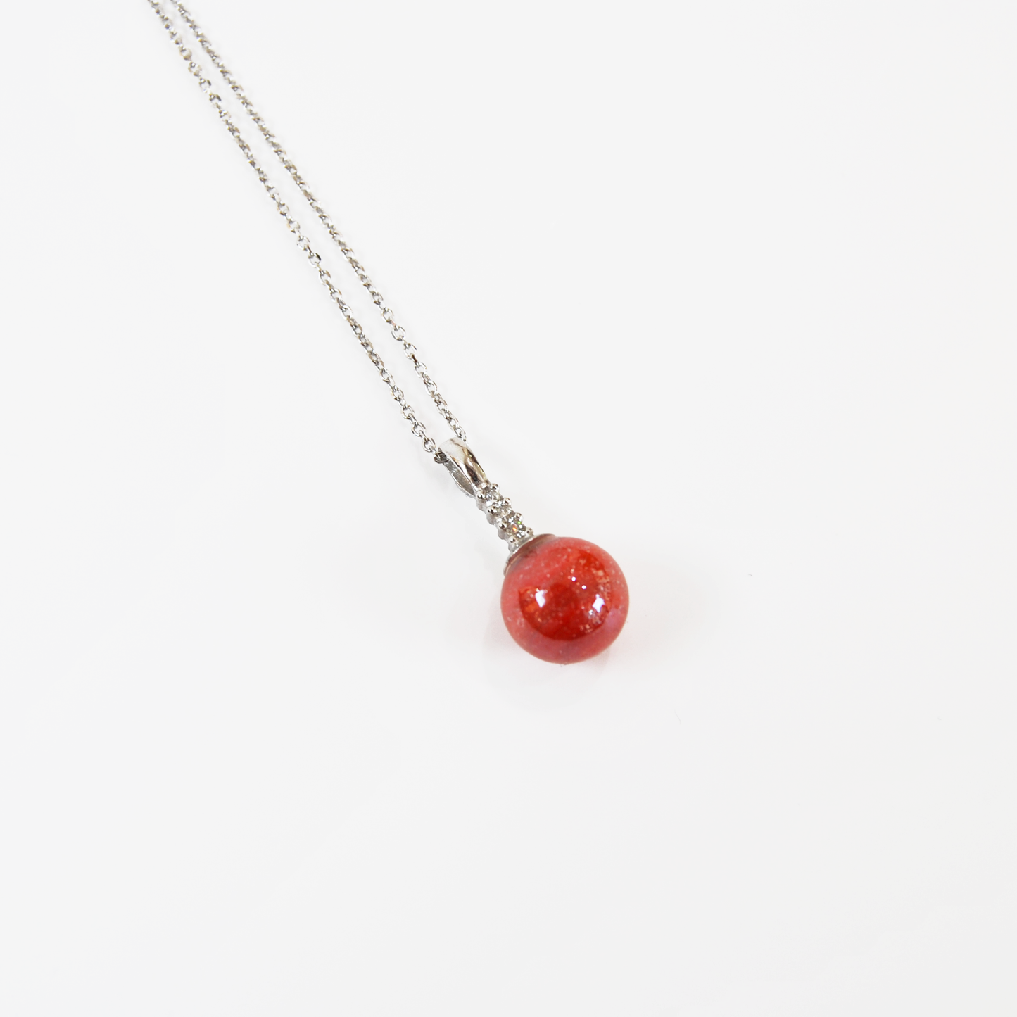 MURANO GLASS PEARL NECKLACE WITH SILVER FINISH
