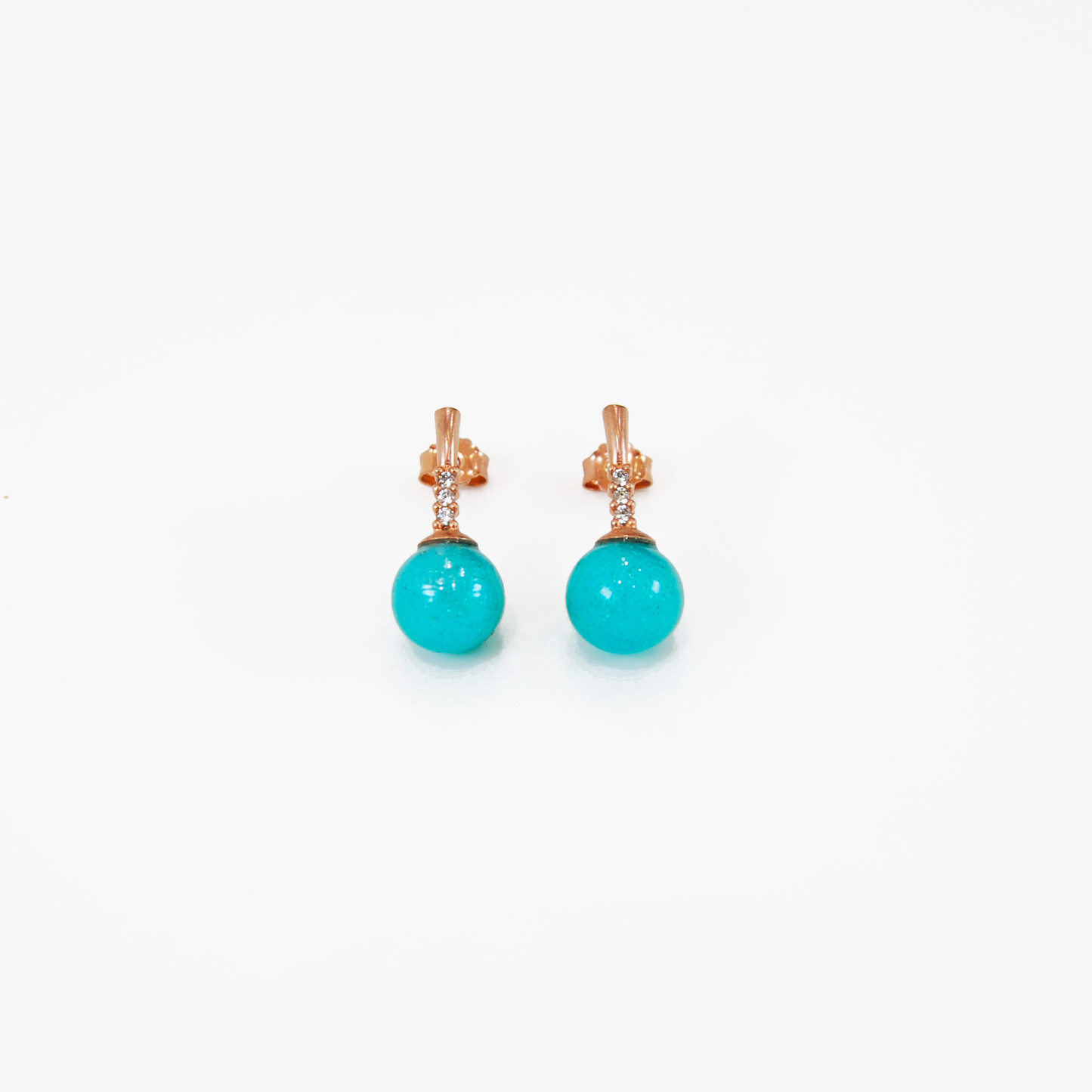 MURANO GLASS PEARL EARRINGS WITH ROSE SILVER FINISH