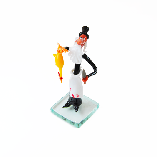 SMALL RABBI WITH CHICKEN AND KNIFE