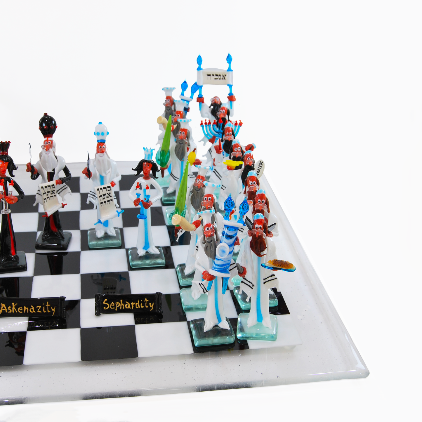 LARGE SEFARDIC & ASHKENAZI CHESS SET