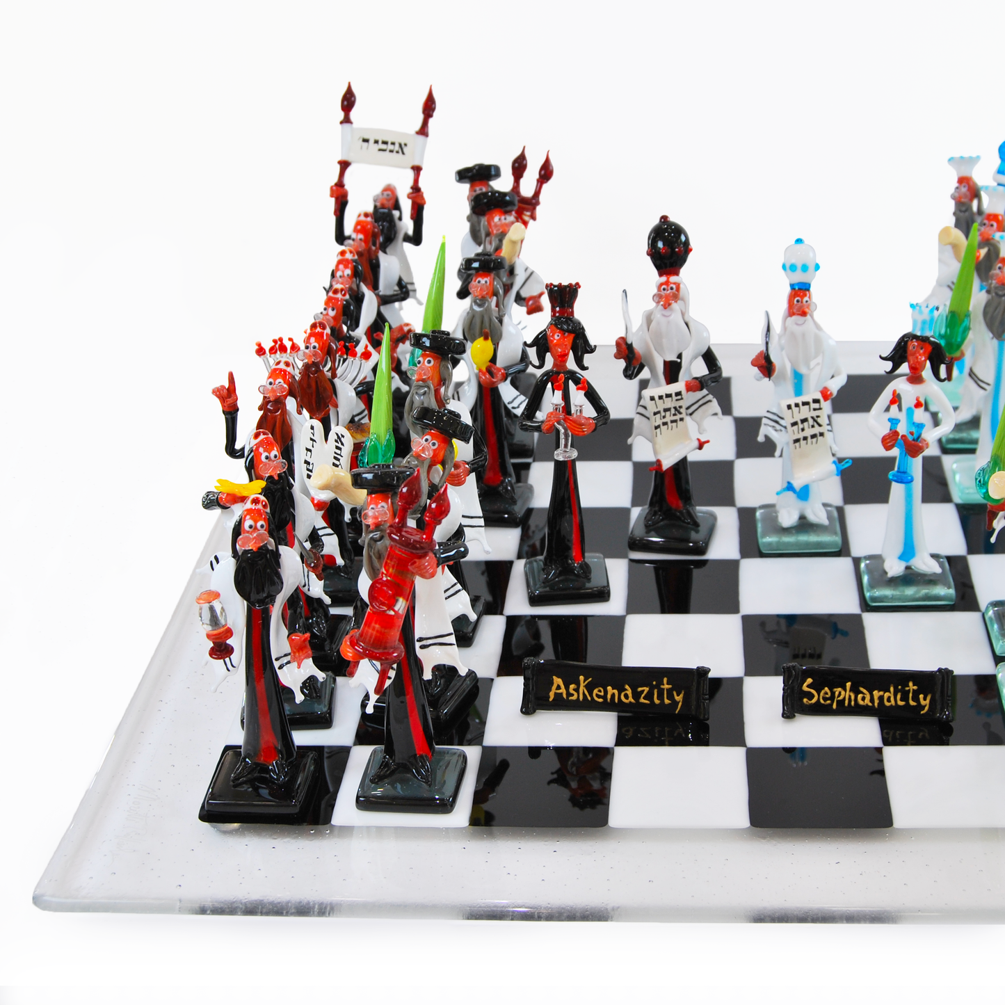 LARGE SEFARDIC & ASHKENAZI CHESS SET