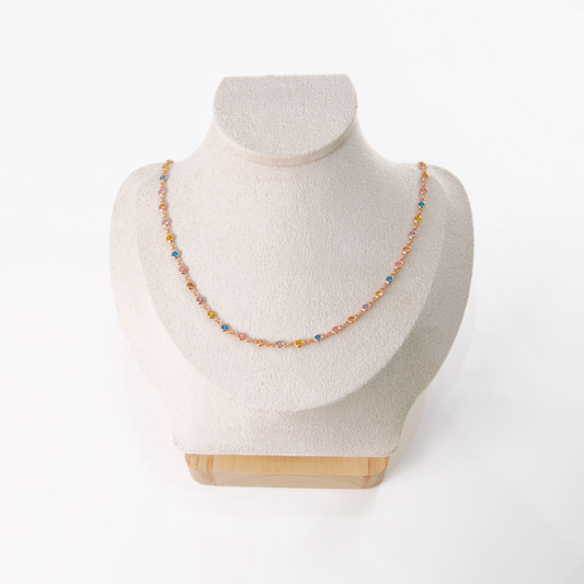 DELICATE MULTICOLOR MURANO GLASS STONE NECKLACE