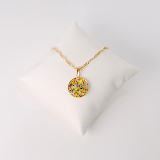 LARGE BOREALE MURANO GLASS GOLD PENDANT NECKLACE