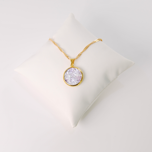 LARGE BOREALE MURANO GLASS GOLD PENDANT NECKLACE