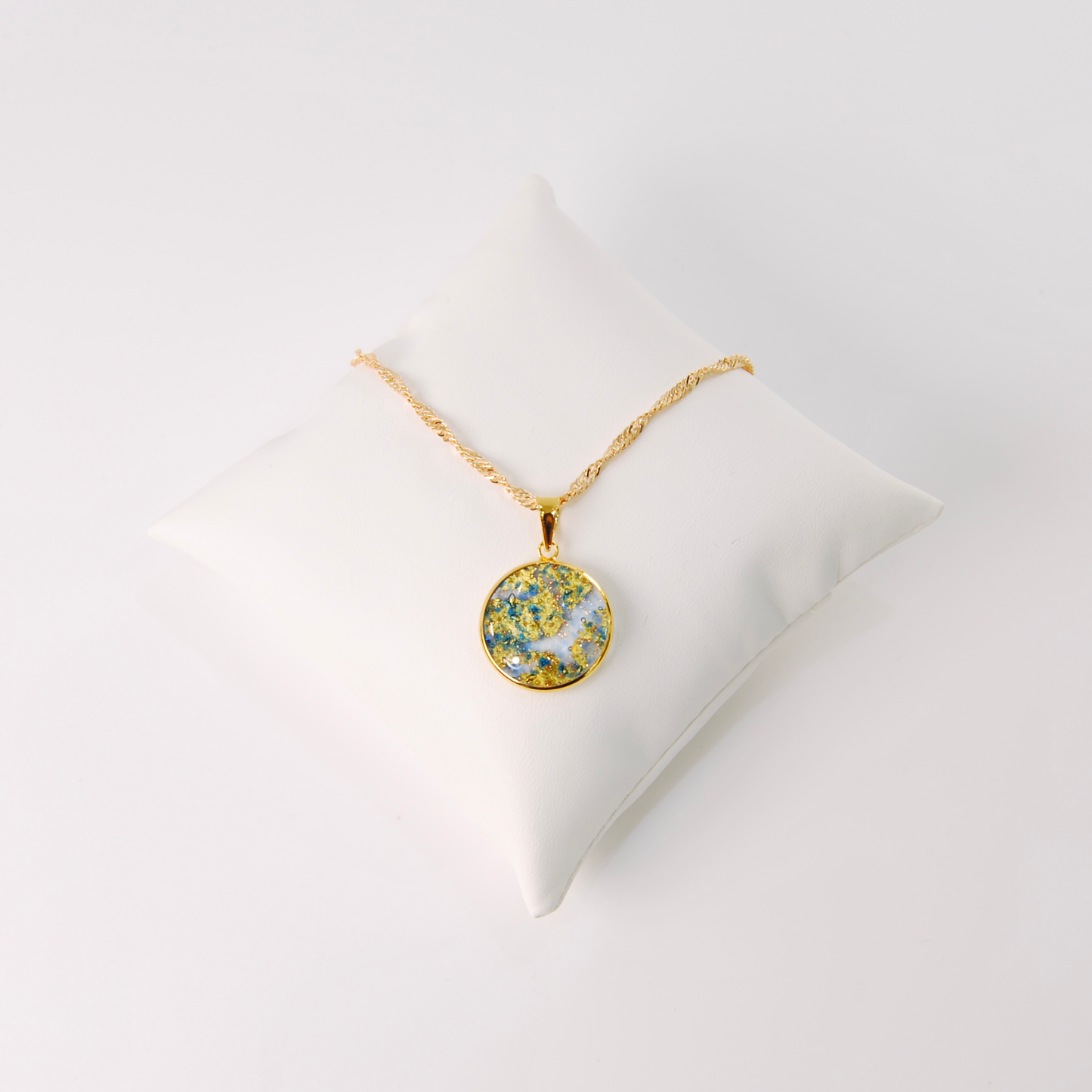 LARGE BOREALE MURANO GLASS GOLD PENDANT NECKLACE