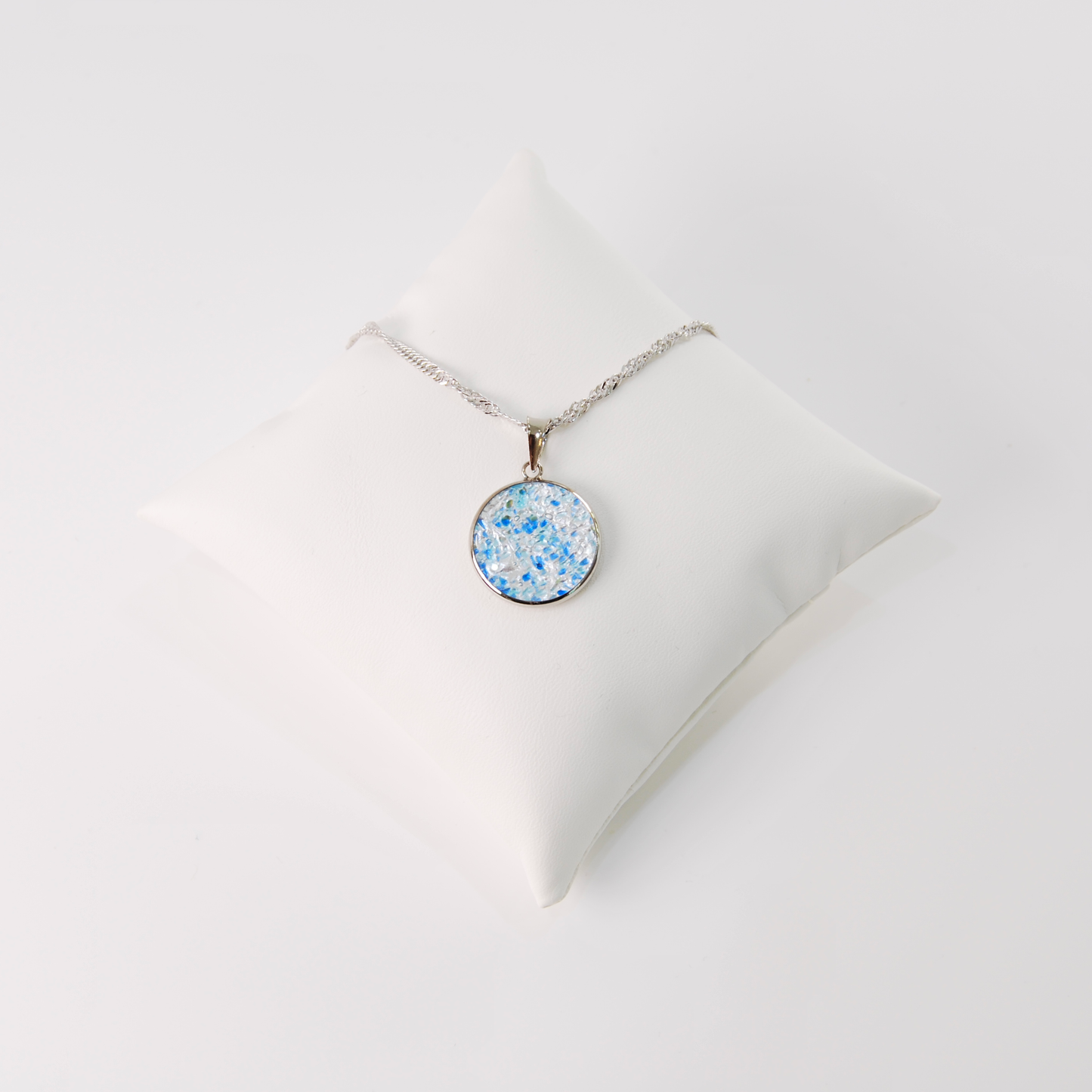 LARGE BOREALE MURANO GLASS SILVER PENDANT NECKLACE