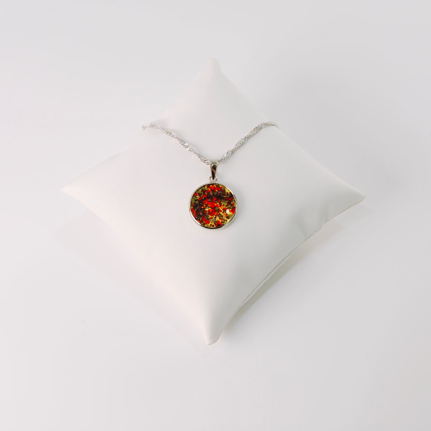 LARGE BOREALE MURANO GLASS SILVER PENDANT NECKLACE