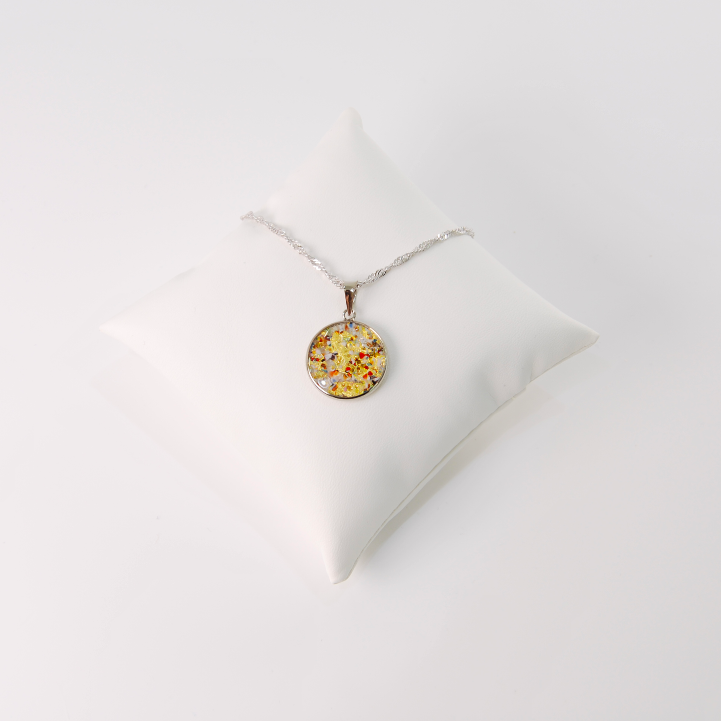 LARGE BOREALE MURANO GLASS SILVER PENDANT NECKLACE