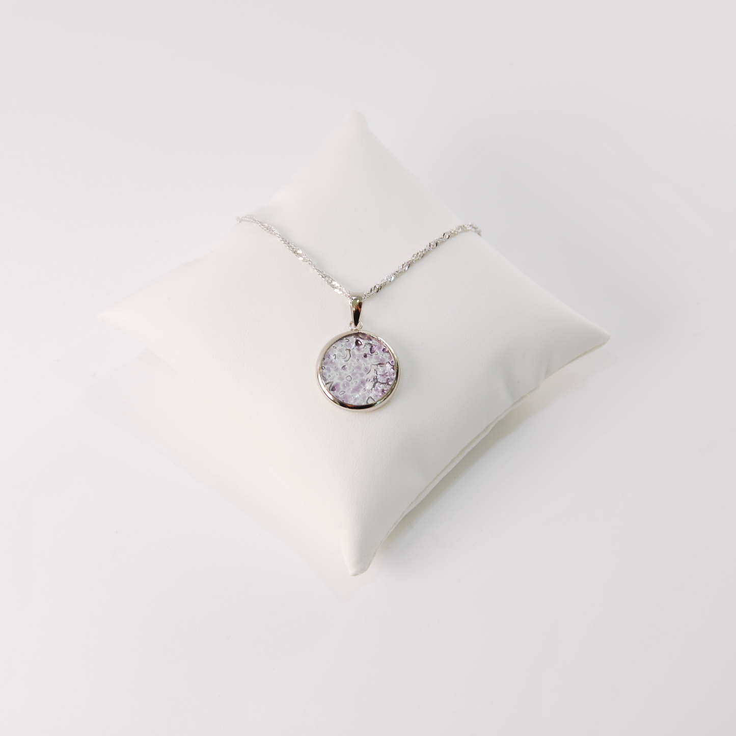 LARGE BOREALE MURANO GLASS SILVER PENDANT NECKLACE