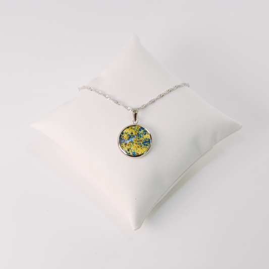 LARGE BOREALE MURANO GLASS SILVER PENDANT NECKLACE