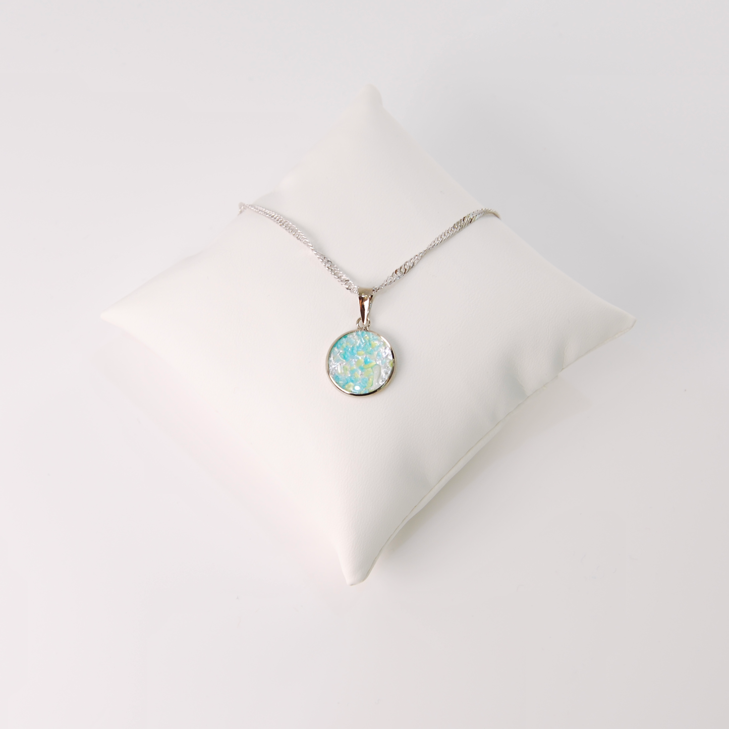 SMALL BOREALE MURANO GLASS SILVER PENDANT NECKLACE