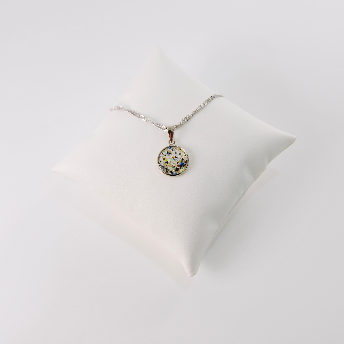 SMALL BOREALE MURANO GLASS SILVER PENDANT NECKLACE