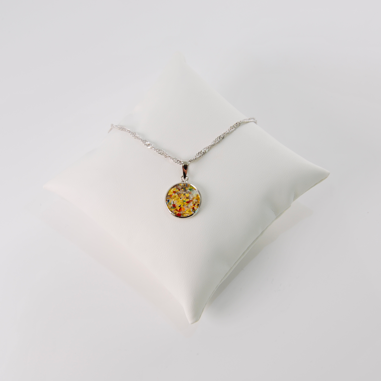 SMALL BOREALE MURANO GLASS SILVER PENDANT NECKLACE
