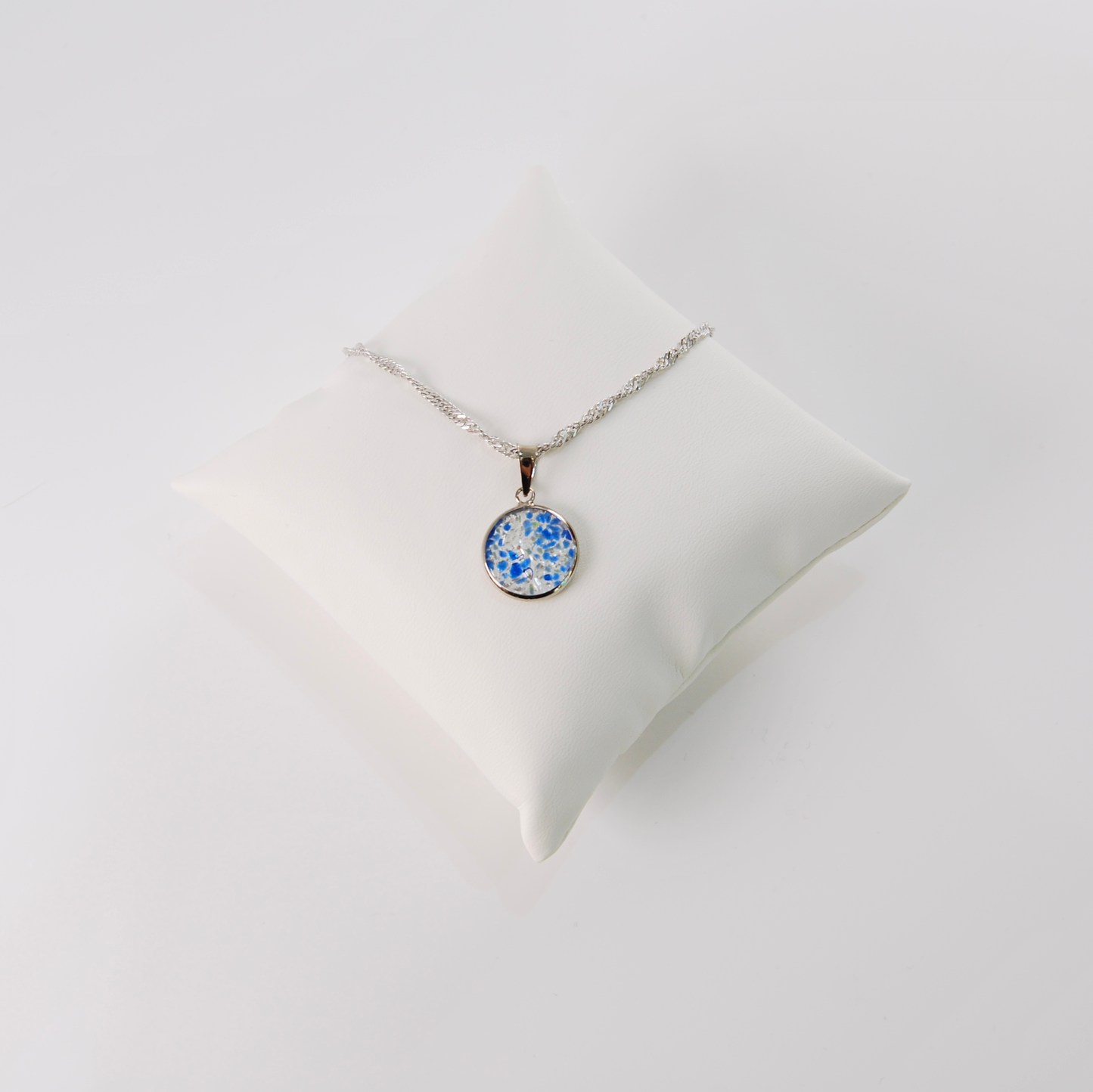 SMALL BOREALE MURANO GLASS SILVER PENDANT NECKLACE