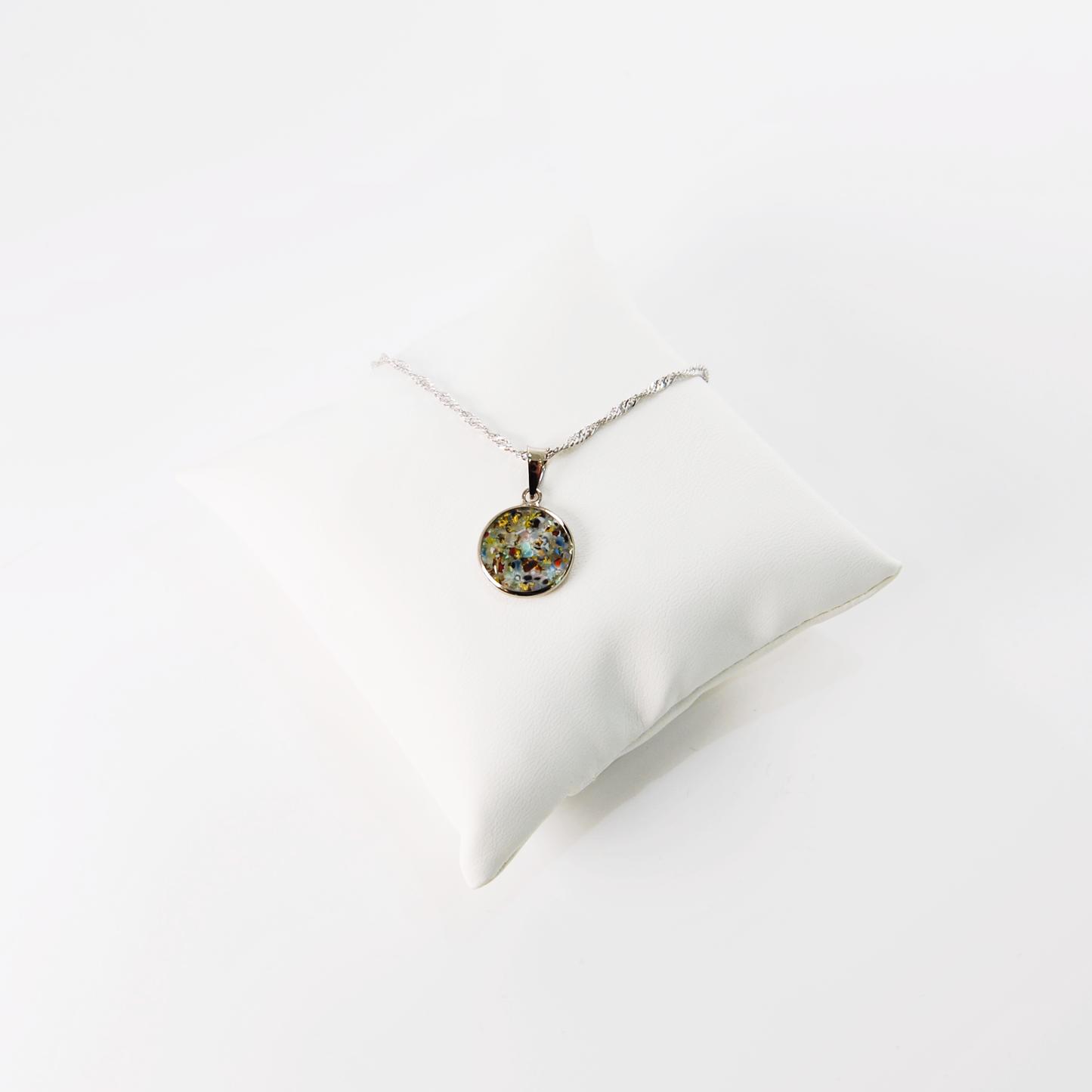 SMALL BOREALE MURANO GLASS SILVER PENDANT NECKLACE
