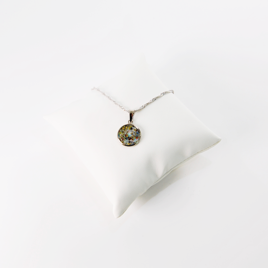 SMALL BOREALE MURANO GLASS SILVER PENDANT NECKLACE