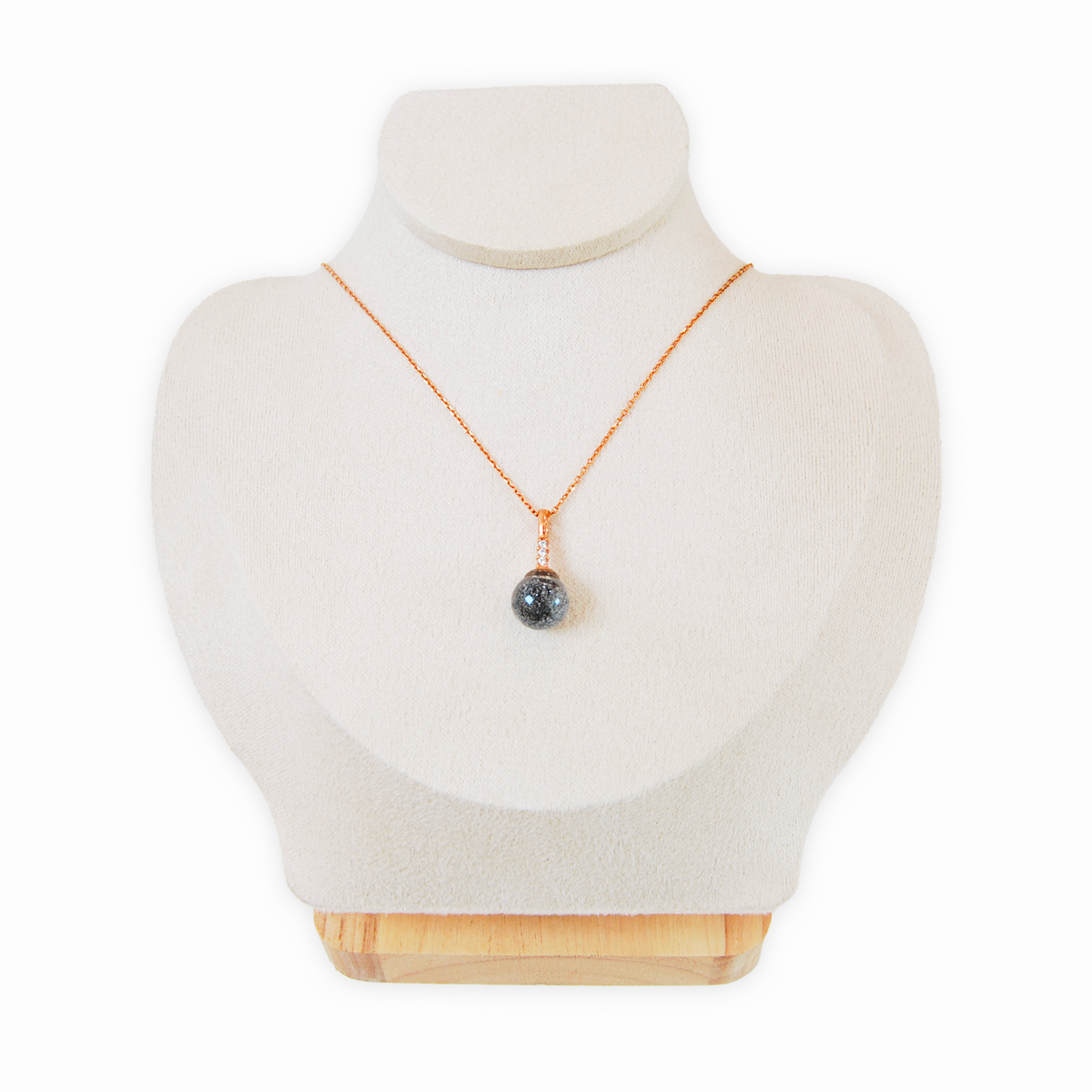 MURANO GLASS PEARL NECKLACE WITH ROSE SILVER FINISH
