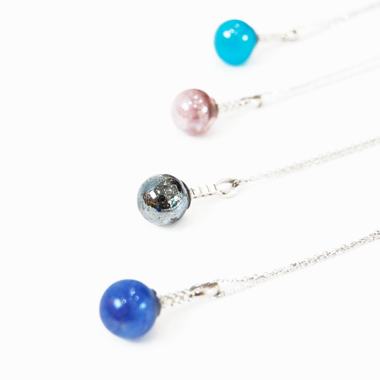 MURANO GLASS PEARL NECKLACE WITH SILVER FINISH