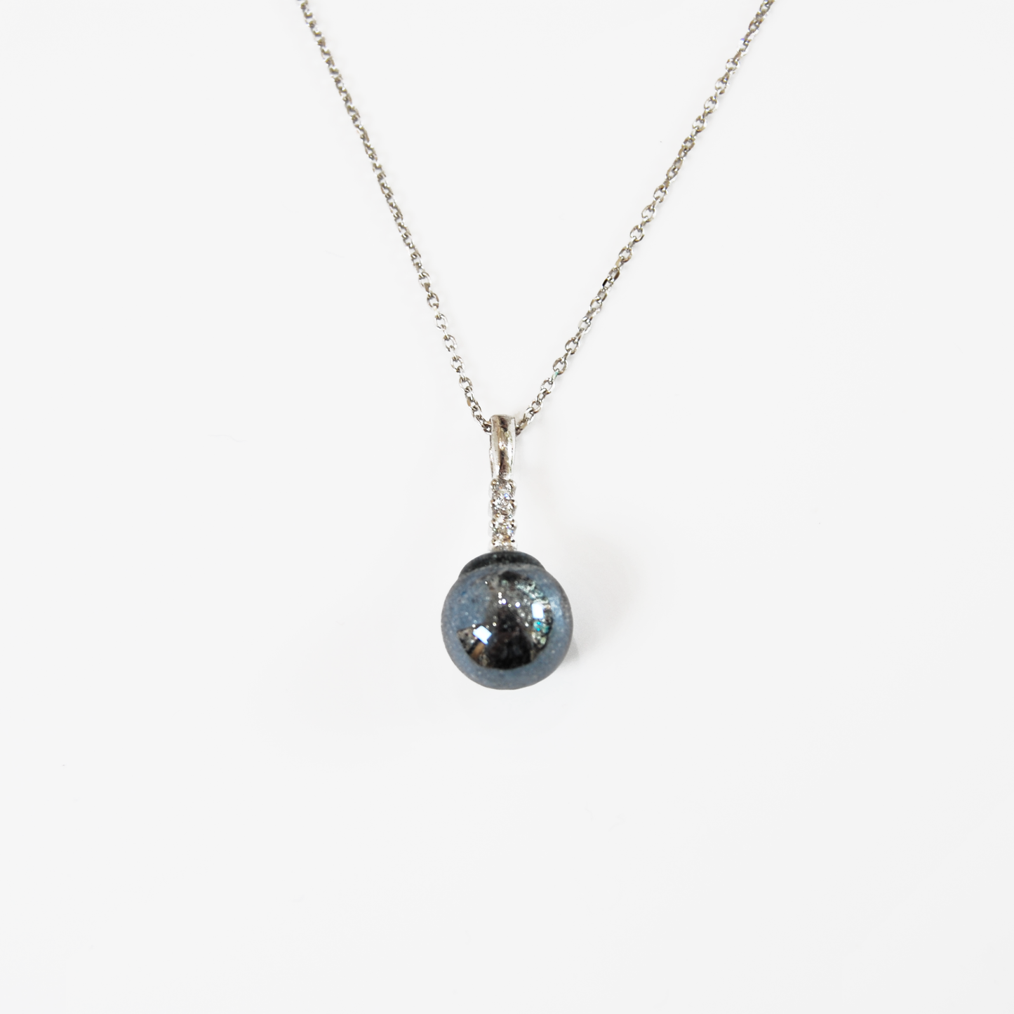 MURANO GLASS PEARL NECKLACE WITH SILVER FINISH