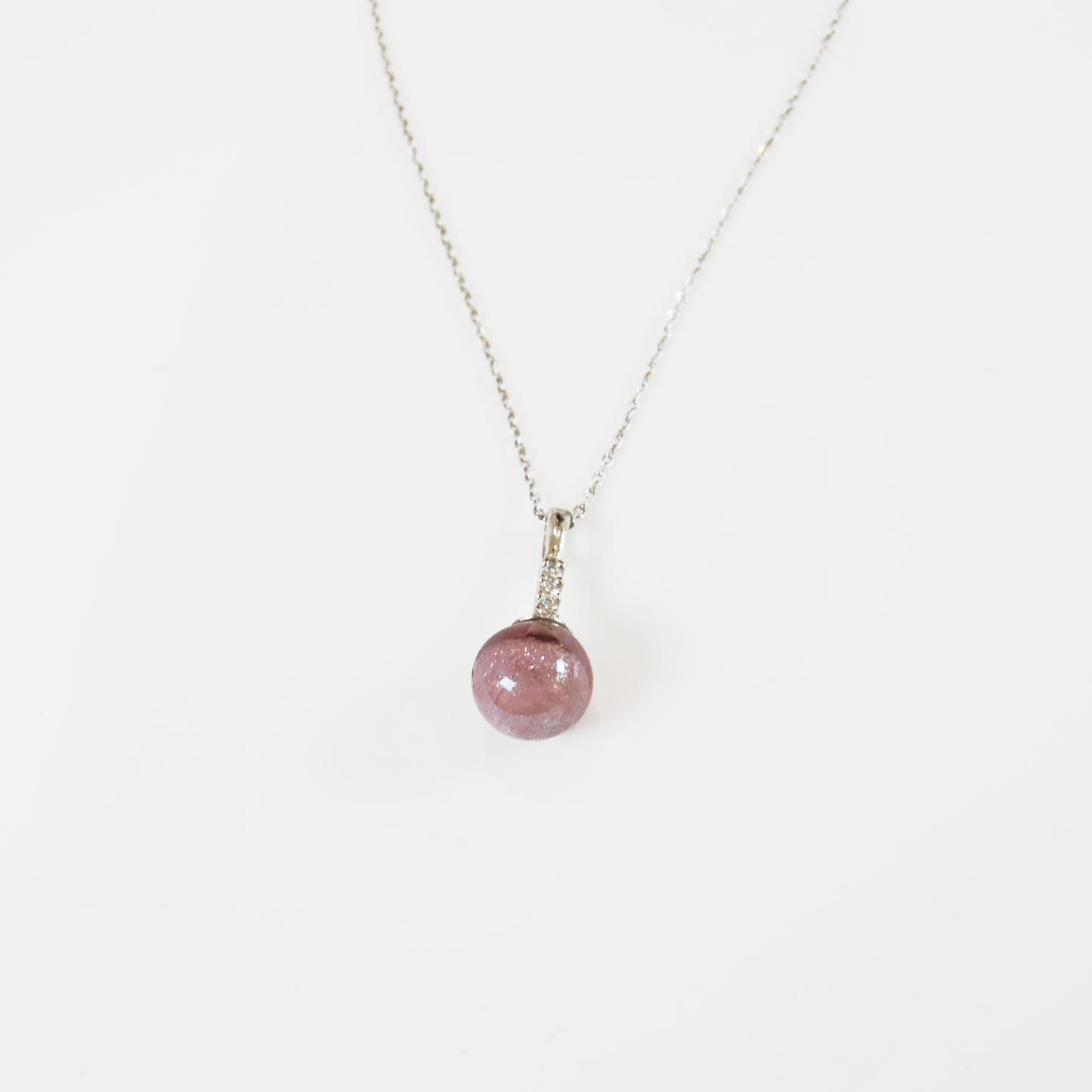 MURANO GLASS PEARL NECKLACE WITH SILVER FINISH