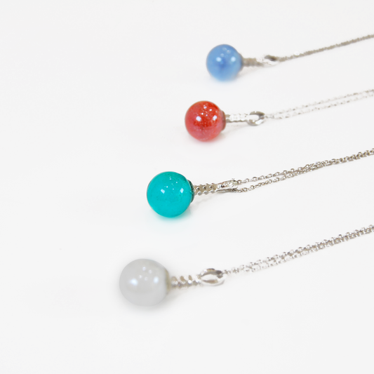 MURANO GLASS PEARL NECKLACE WITH SILVER FINISH