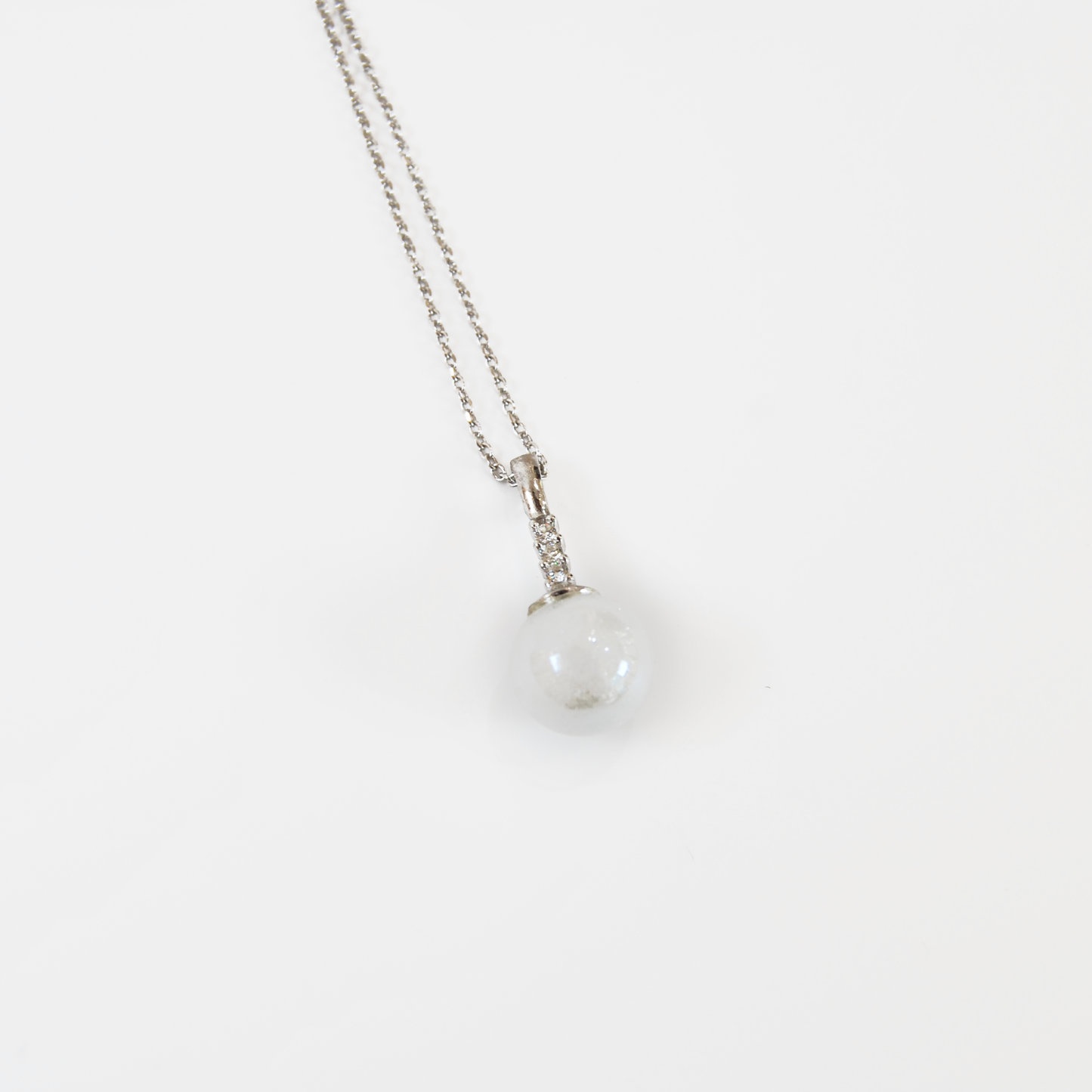 MURANO GLASS PEARL NECKLACE WITH SILVER FINISH