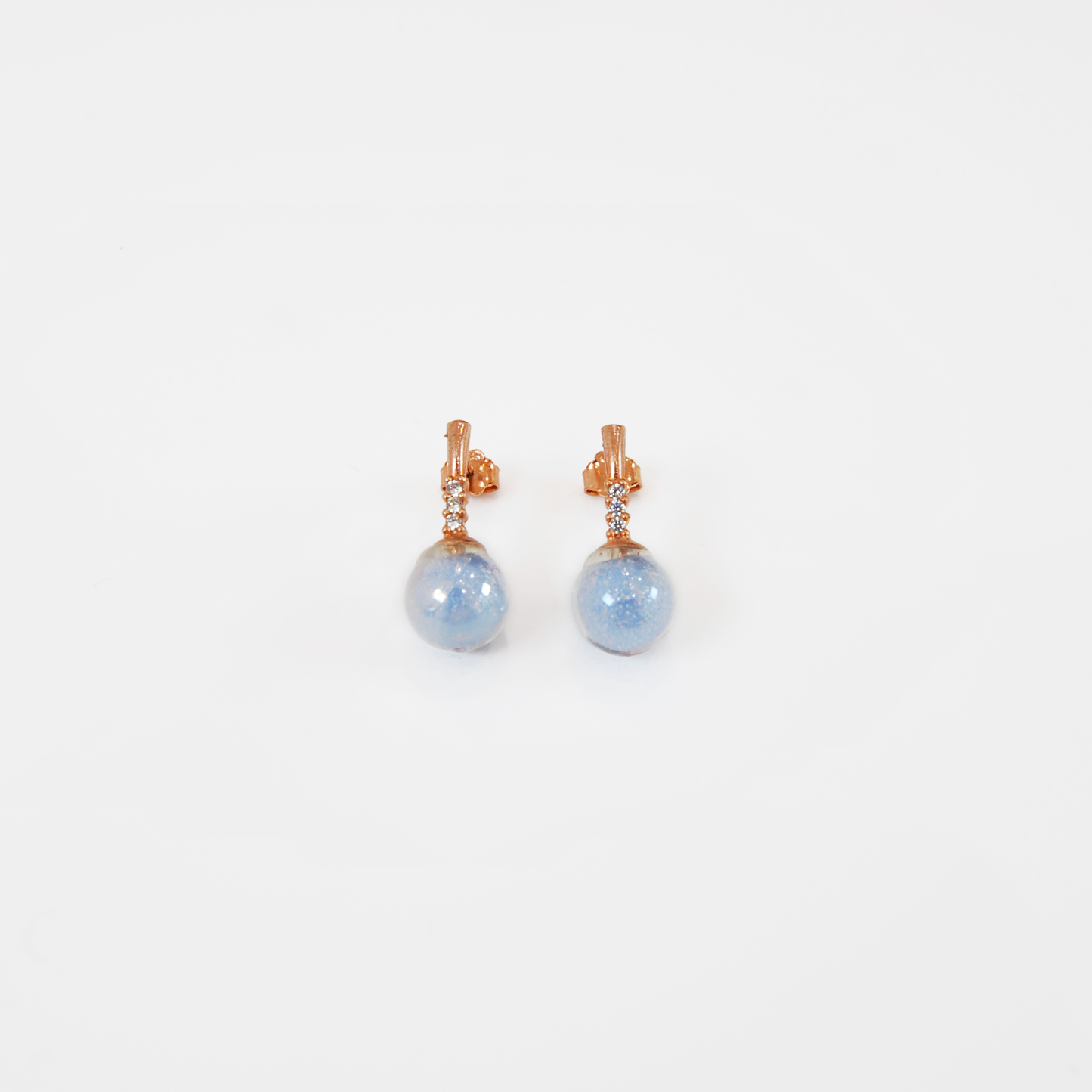 MURANO GLASS PEARL EARRINGS WITH ROSE SILVER FINISH