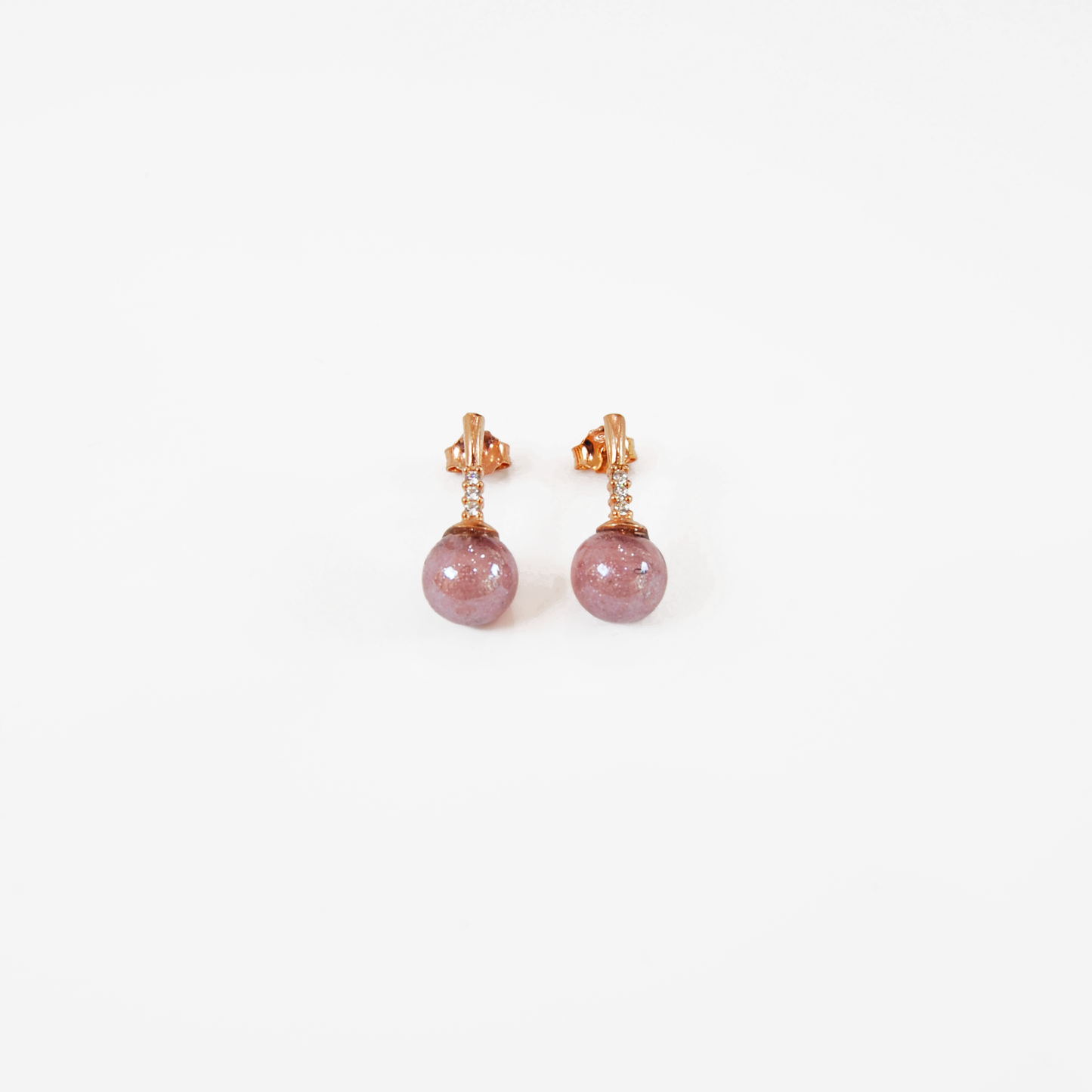 MURANO GLASS PEARL EARRINGS WITH ROSE SILVER FINISH