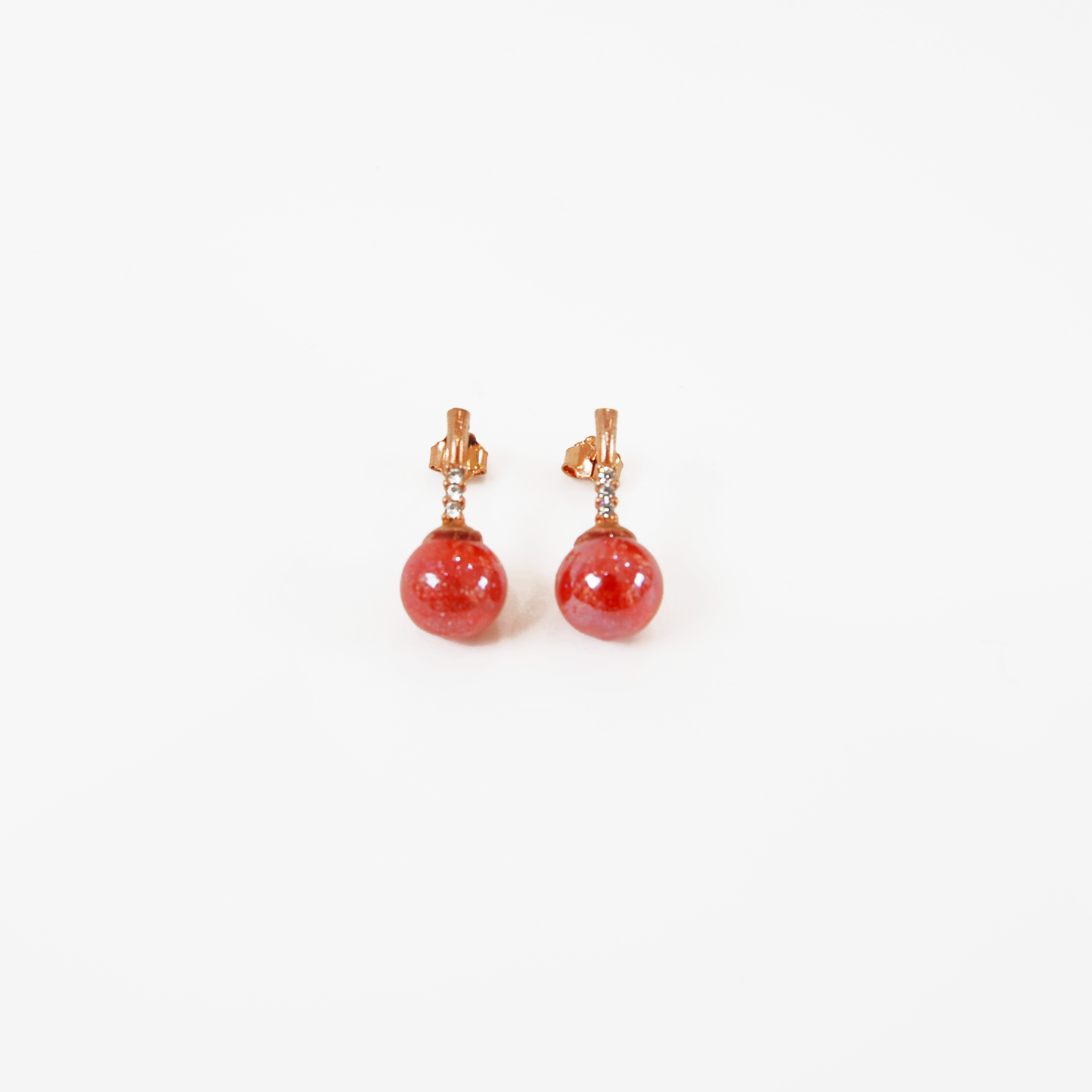 MURANO GLASS PEARL EARRINGS WITH ROSE SILVER FINISH