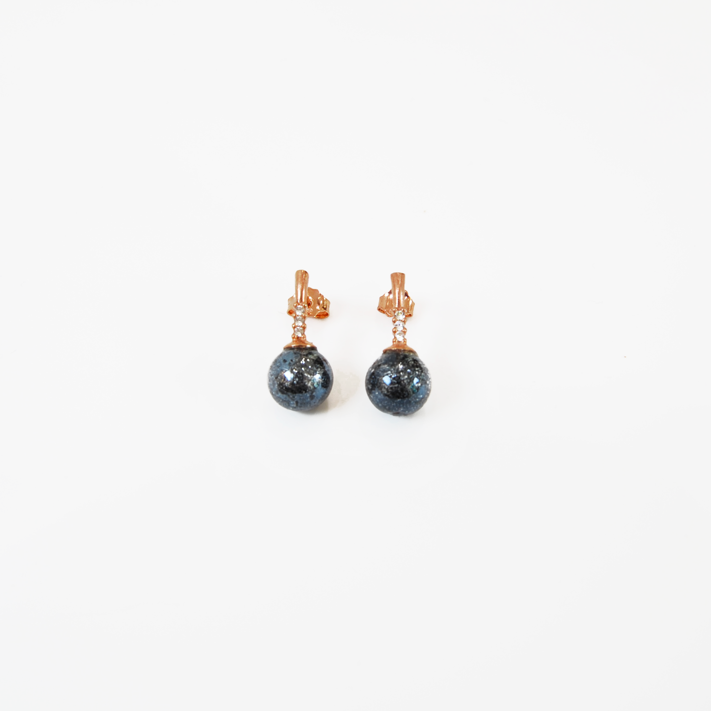 MURANO GLASS PEARL EARRINGS WITH ROSE SILVER FINISH