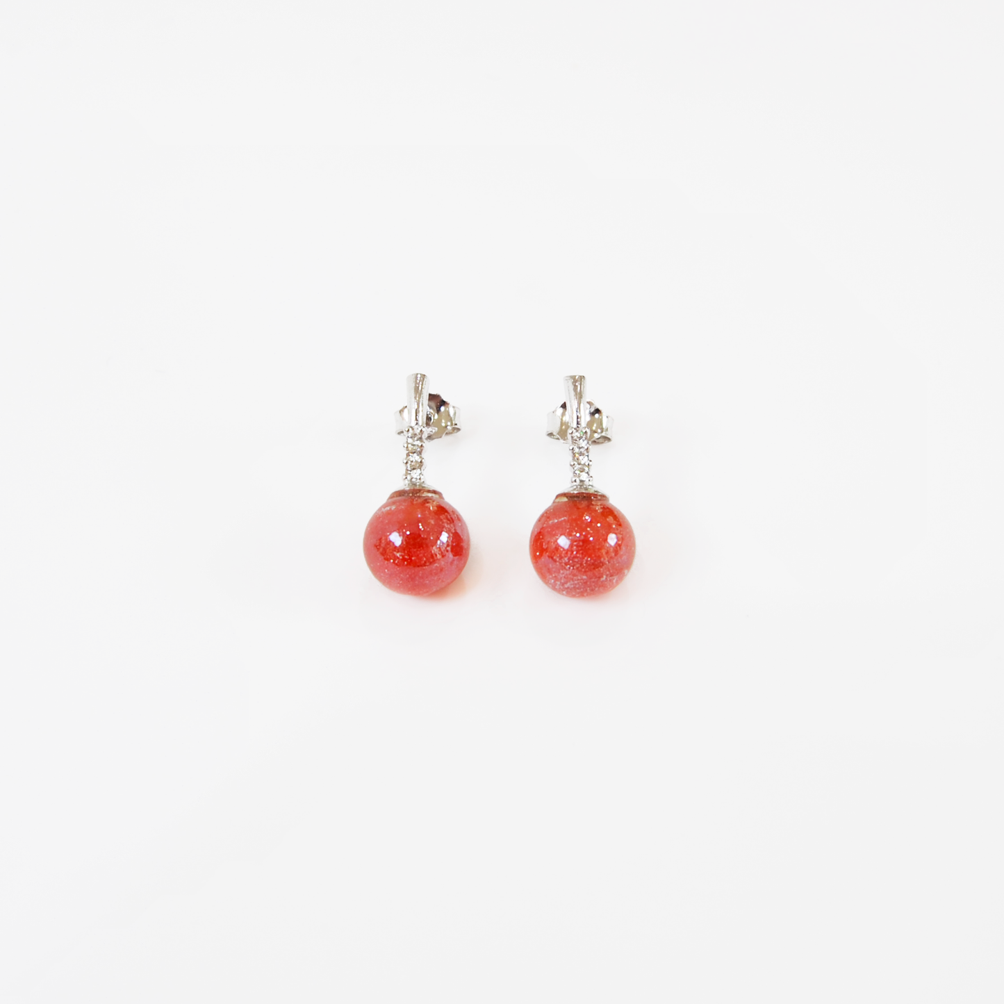 MURANO GLASS PEARL EARRINGS WITH SILVER FINISH