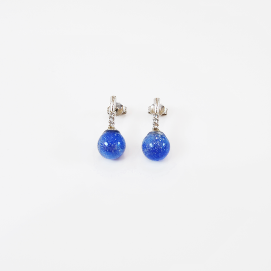 MURANO GLASS PEARL EARRINGS WITH SILVER FINISH