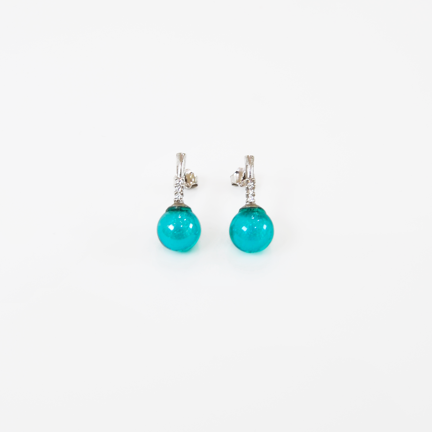 MURANO GLASS PEARL EARRINGS WITH SILVER FINISH