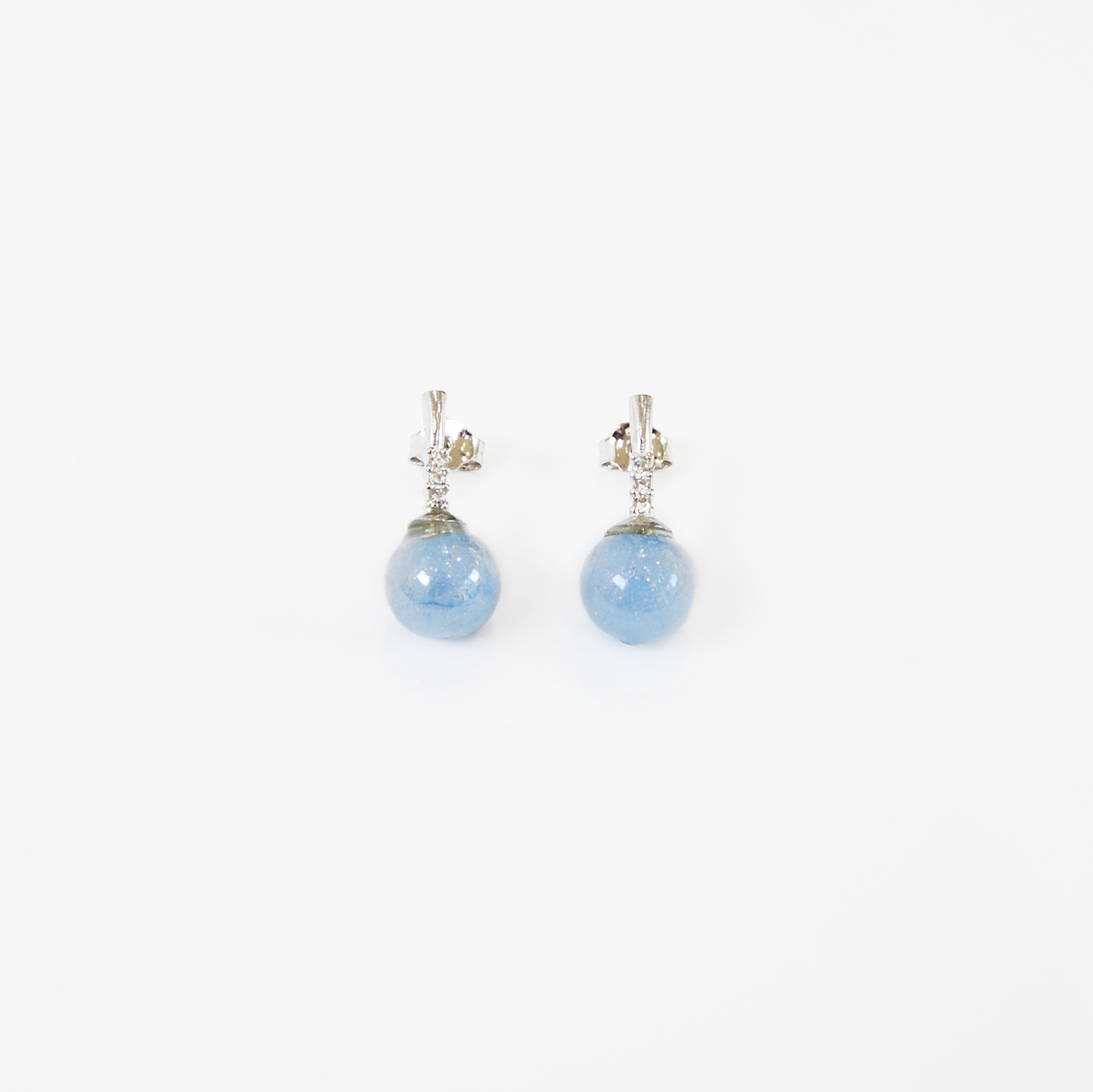 MURANO GLASS PEARL EARRINGS WITH SILVER FINISH