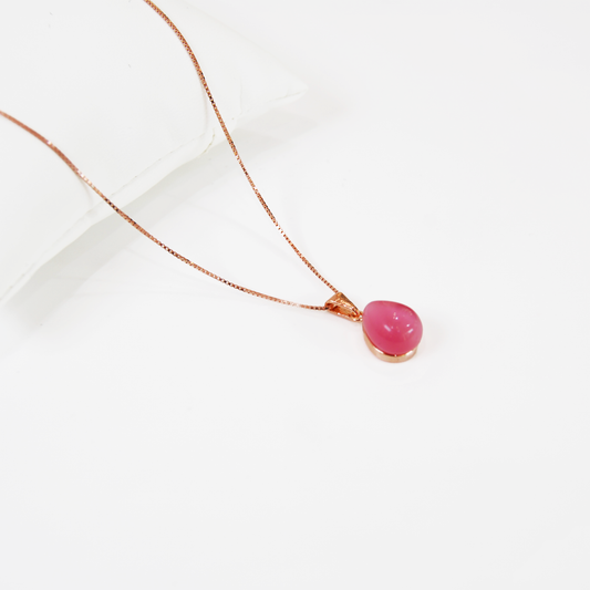 TEARDROP MURANO GLASS PENDANT NECKLACE IN ROSE GOLD FINISH