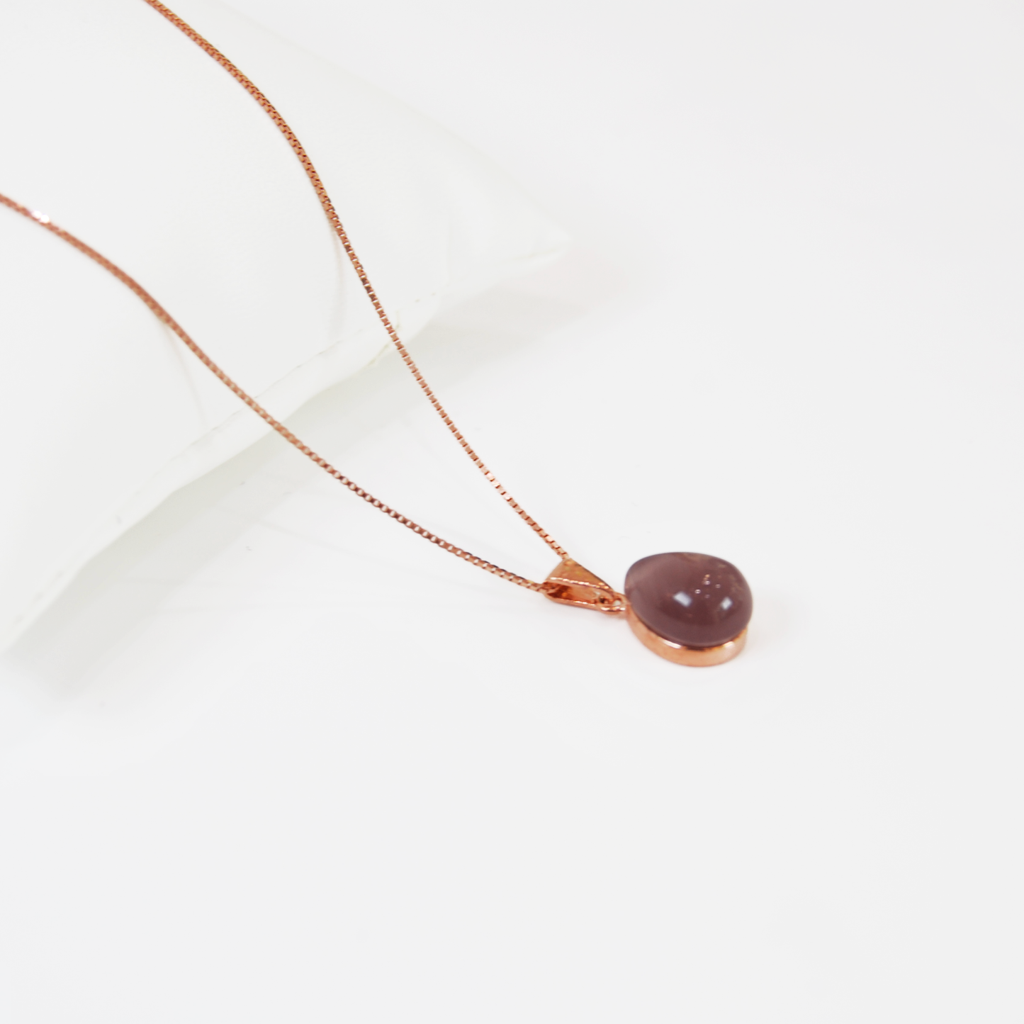 TEARDROP MURANO GLASS PENDANT NECKLACE IN ROSE GOLD FINISH