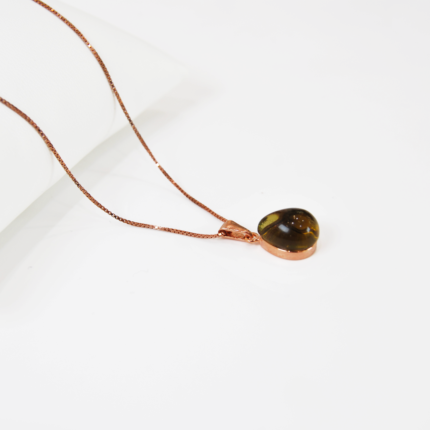 TEARDROP MURANO GLASS PENDANT NECKLACE IN ROSE GOLD FINISH