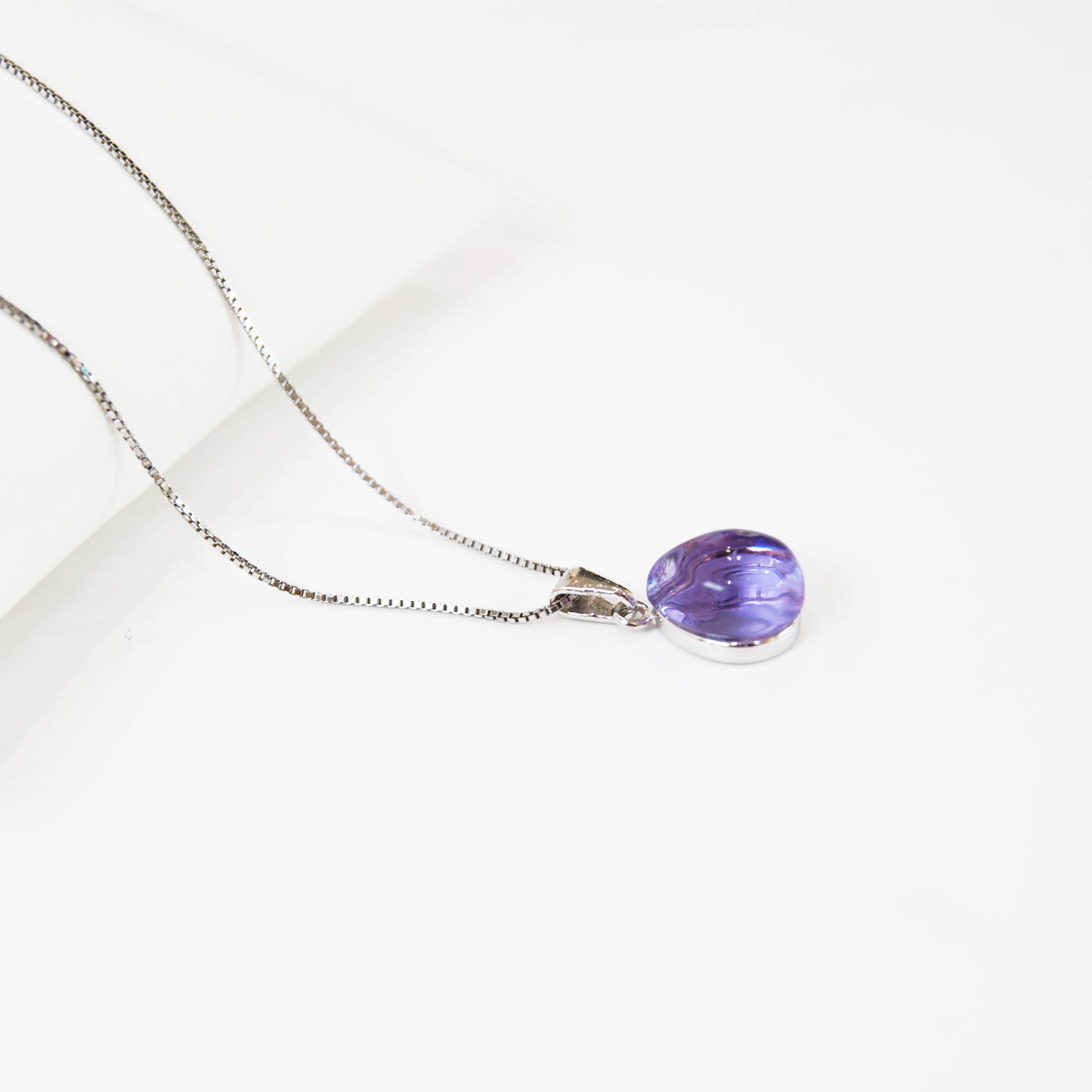 TEARDROP MURANO GLASS PENDANT NECKLACE IN SILVER FINISH
